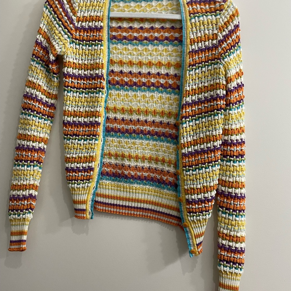 Missoni Vibrant Knit Cardigan with Yellow, Red, and Blue